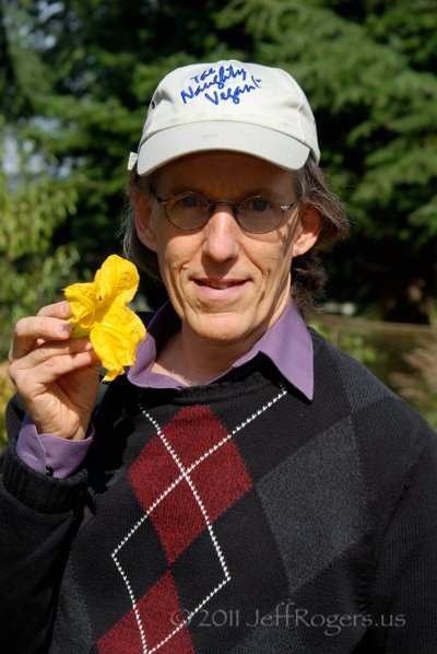 Jeff Rogers with pumpkin blossom